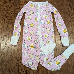 Little Sleepies Pink Breakfast Zippered Pajamas Onesie Sz 18-24M